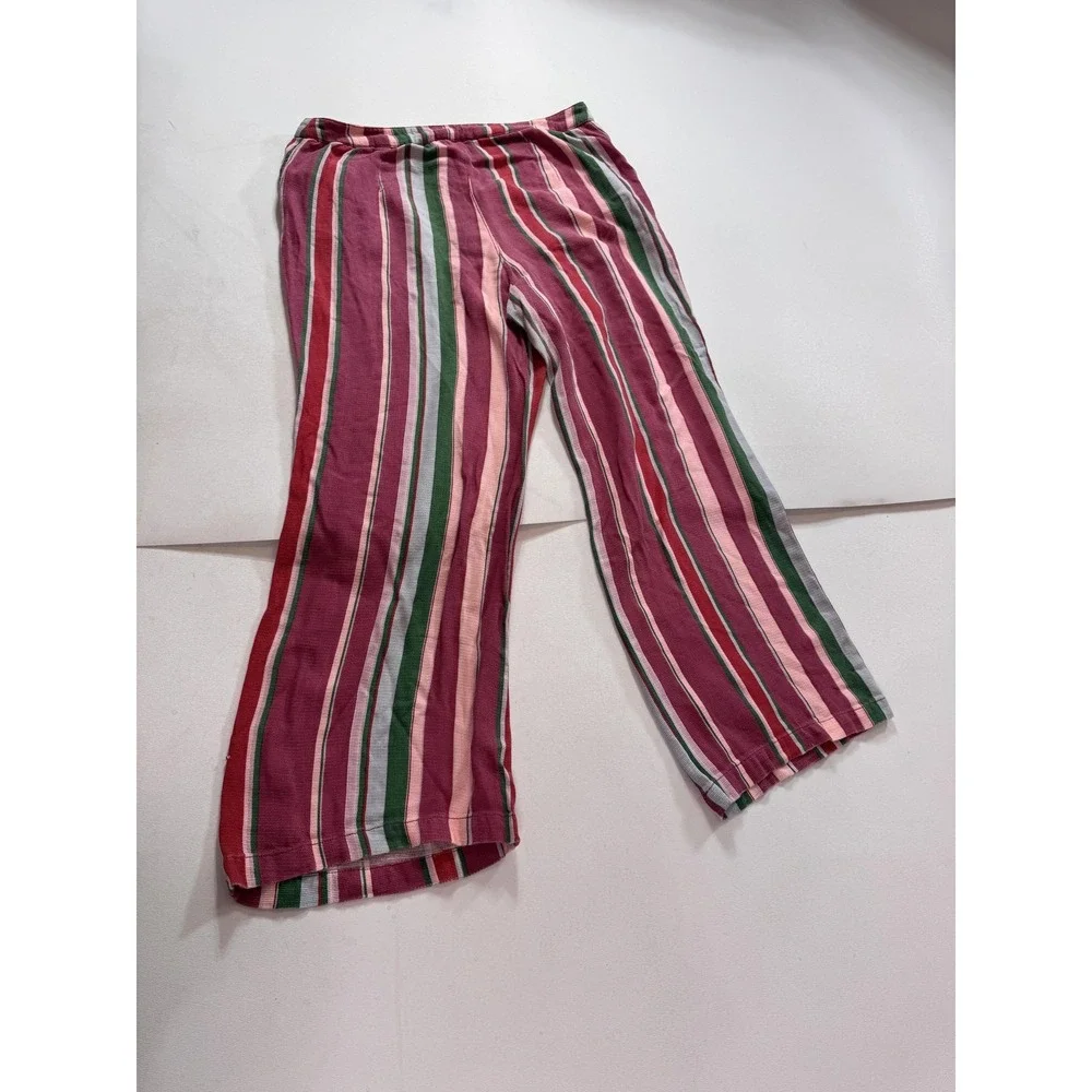 Free People Pants Womens 14 Pink Stripe Knit Ankle Pull On Elastic Waist Lounge
